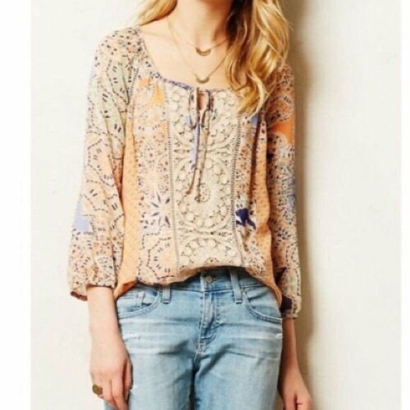 Anthropologie Meadow Rue Peasant Blouse Sz Medium - Picture 6 of 6
